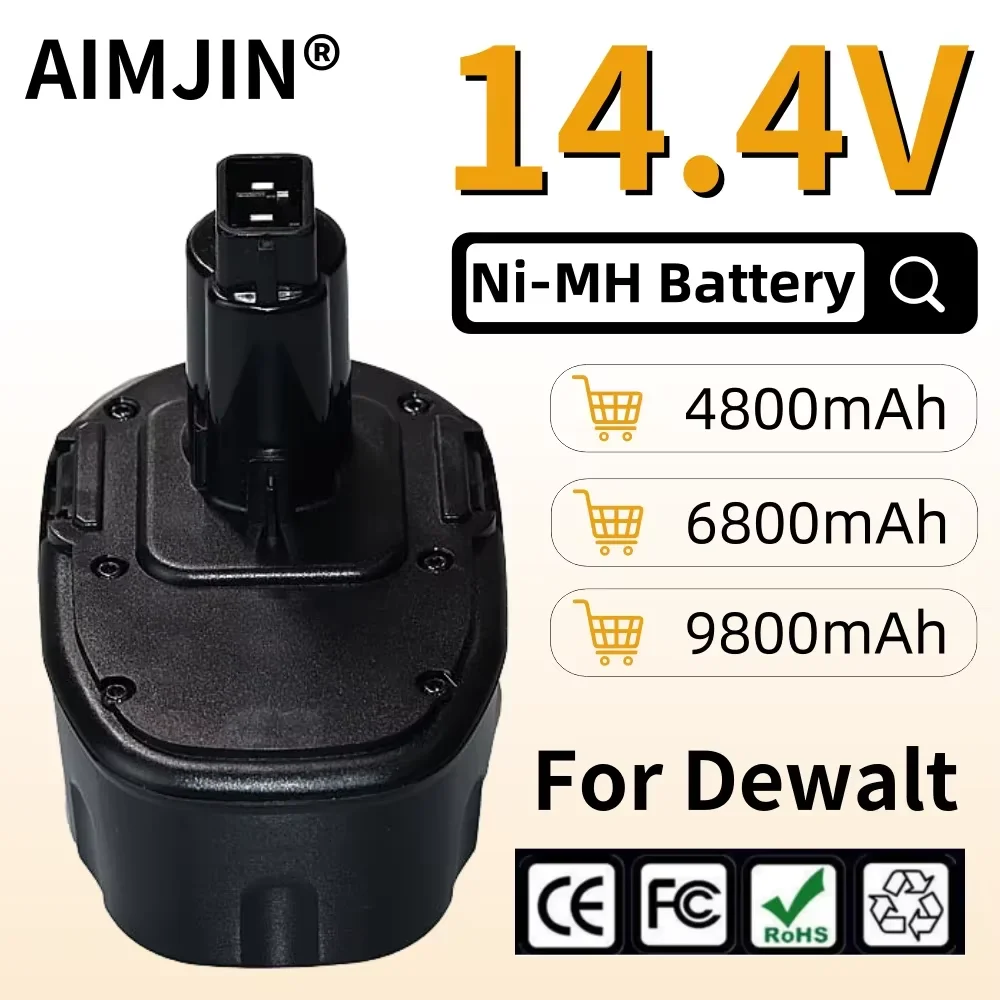 

14.4V Ni-MH Rechargeable Battery 4800/6800/9800mAh For Dewalt DC9094 DW9091 DE9092 Cordless Power Tools Replacement Battery