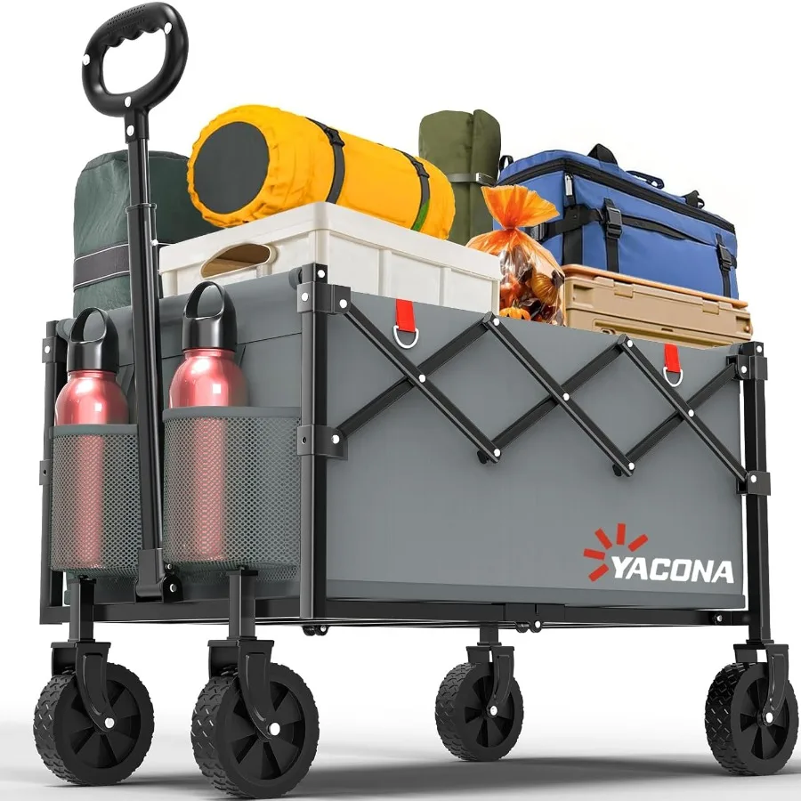 

Wagons Carts Foldable Lightweight Portable Utility Shopping Cart with Wheels Folding Grocery Wagon Cart for Grocery Camping Sho