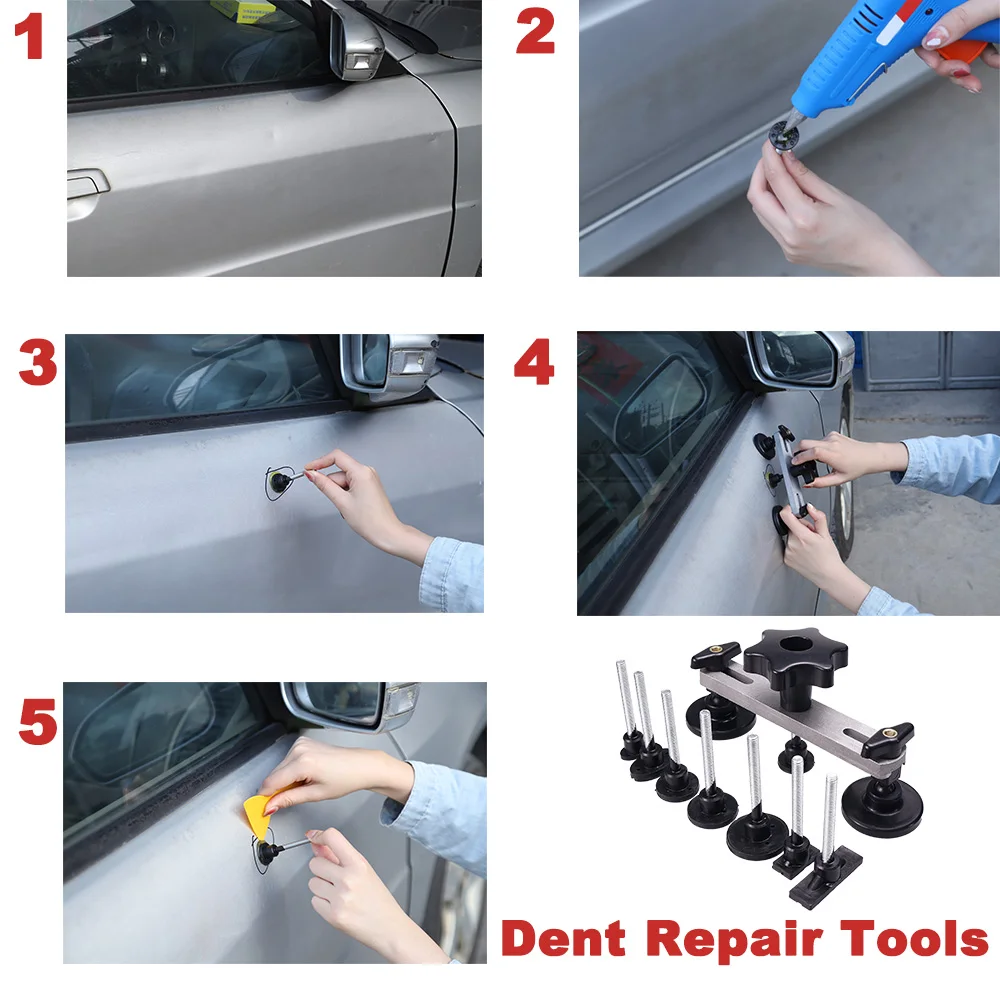 Auto Body Dent Puller Kit, Auto Paintless Dent Repair Kit with Bridge Puller, Car Dent Removal Kit Powerfully Pops Car Dents