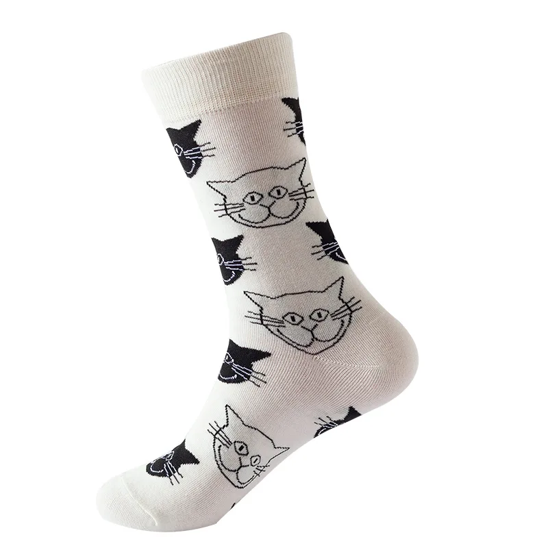 5 Pairs Women Men Funny Socks Cute Cartoon Cat Dog Crew Socks Basketball Football Cycling Socks Sports Athletic Cotton