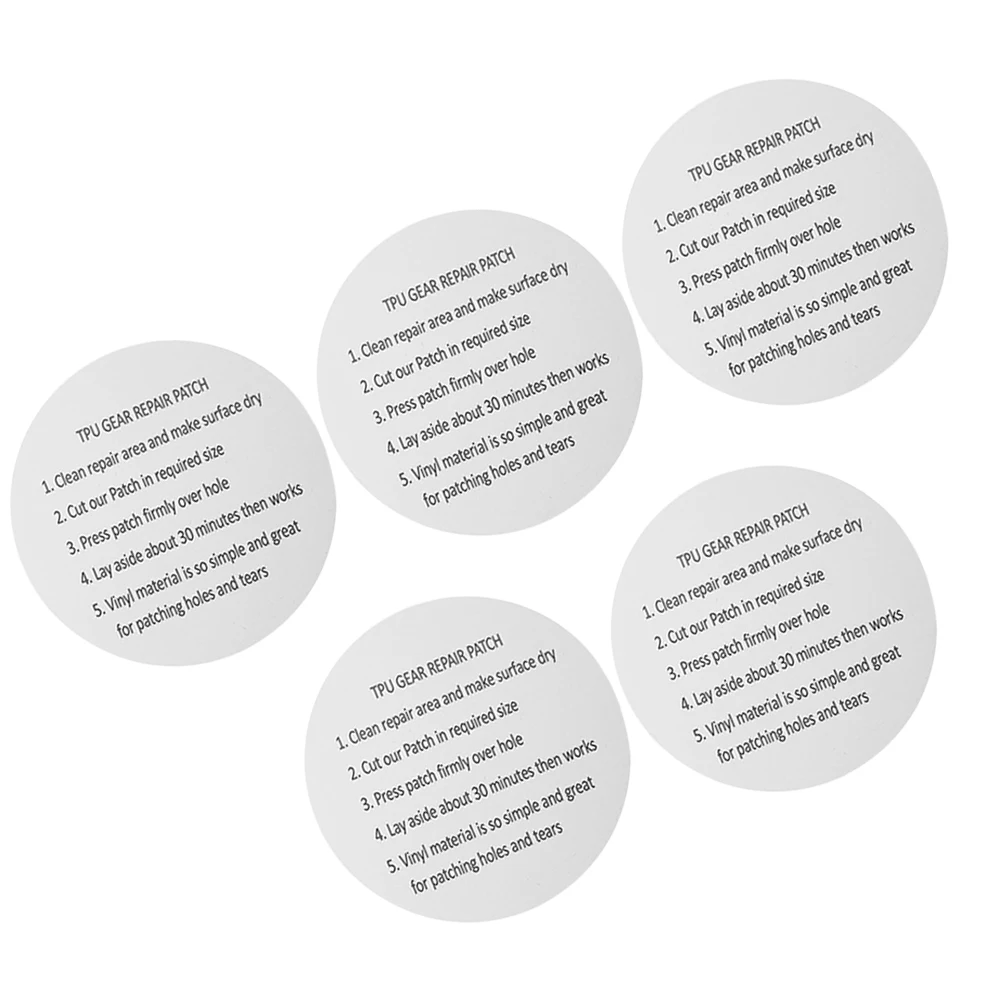 

5Pcs Clear Tpu Repair Patch Sturdy Waterproof Adhesive Leakproof Sticker for Inflatable Products Swim Ring Tent Awning Raincoat