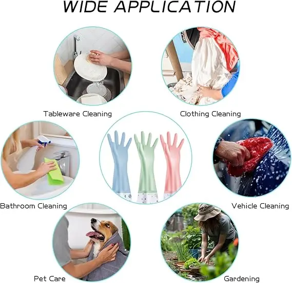 Reusable Dishwashing Gloves, Waterproof Long Cuff Non-Slip Household Gloves With Cotton Lined For Laundry, Cleaning, Gardening