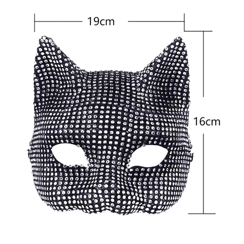 Shiny Cat Mask for Women Crystal Face Mask Dance Party Performance Sexy Facial Accessories Masque DJ Stage Cat Mask Cosplay