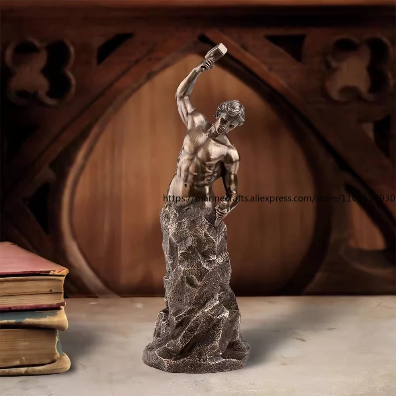 Resin Artistic Figure Statue 26CM Europe Handicraft Office Study Ornament Self Sculpture