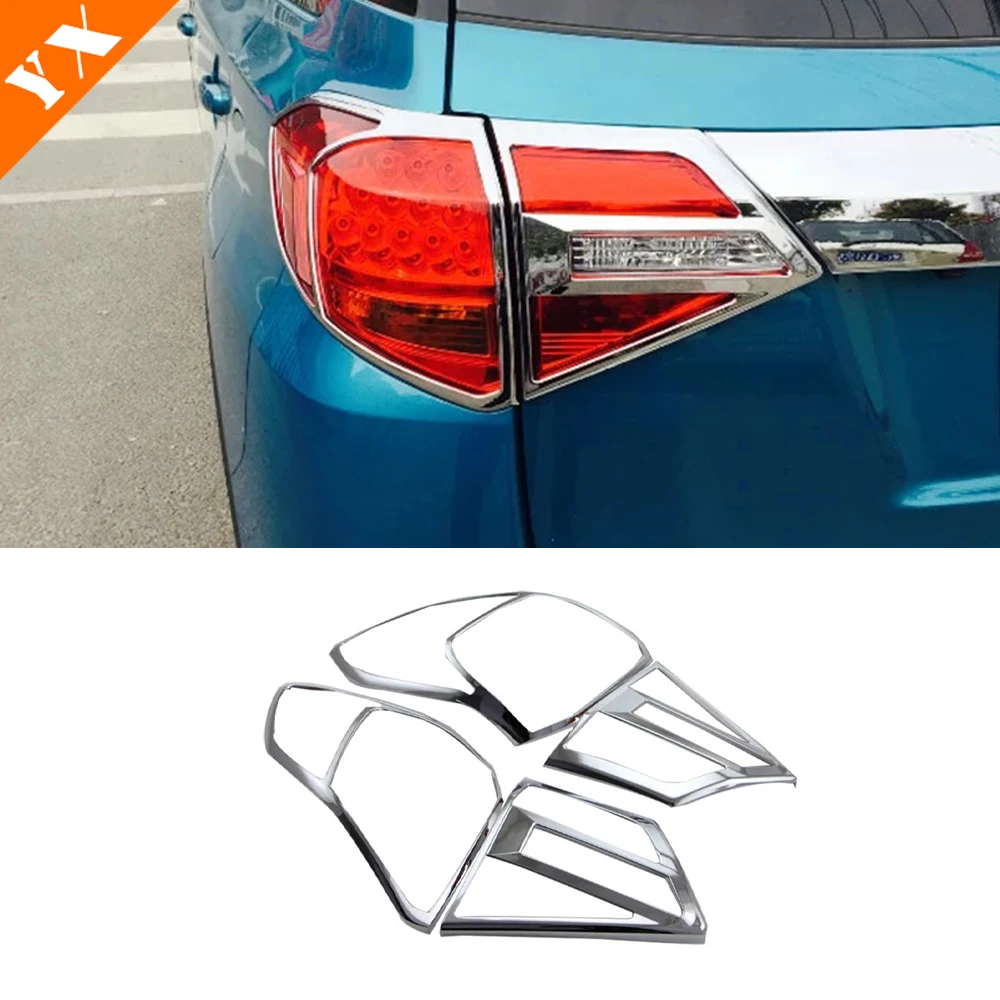 Full Set Chrome Car Exterior Headlight Trim Front Rear Fog Light Cover Side Handle Side Mirror Cover For Suzuki Vitara 2015-2021