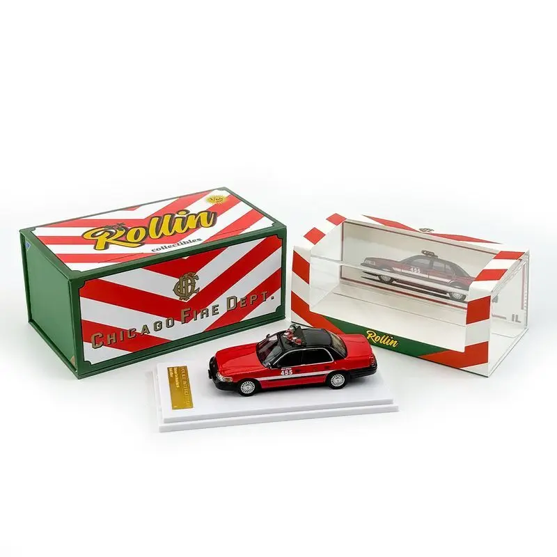 Rollin 1:64 Ford Crown Victoria Chicago Fire Department Christmas Edition Alloy Car Model