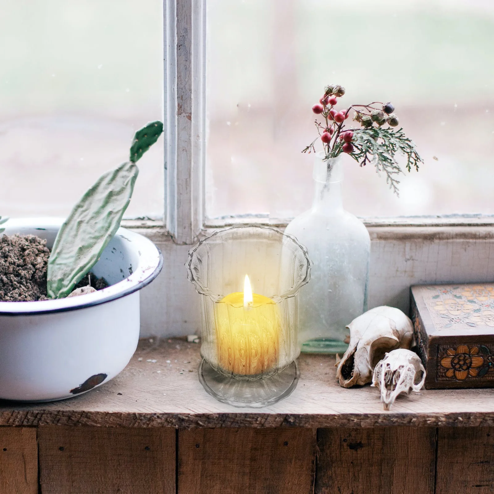 حامل أكواب زجاجي لديكور المطبخ في غرفة المعيشة، شمعدان عشاء رقيق، زينة طاولة الحفلات، ضوء الشموع لسطح المكتب #5