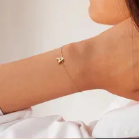 women Initial Alphabet Bracelet Stainless Steel Jewelry Simple Golden Plated letter pendant Anniversary jewelry Gift Wholesal