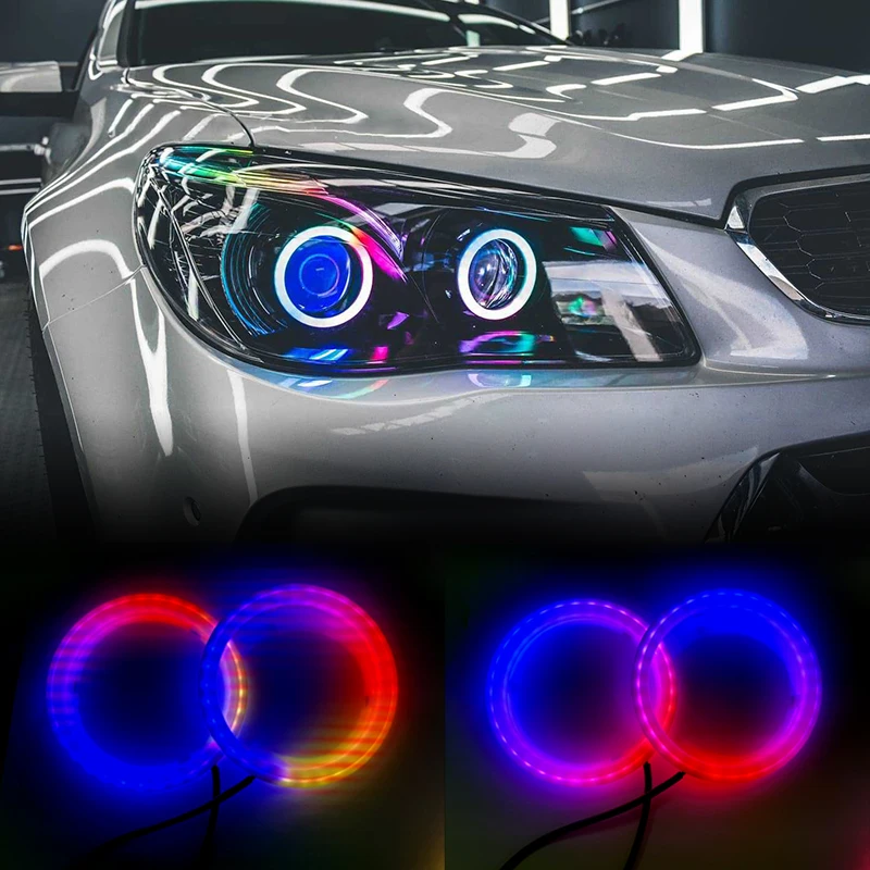 

6PCS COB Car DRL Halo Rings Decoration Light Colorful Car Angel Eyes Decoration Light With App Control Streamer Driving Lamp RGB