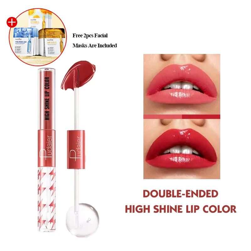 

16-Color Double-Ended Lip Gloss Non-stick 16 Hours Long Lasting Liquid Lipstick Moisturizing Lip Oil Cosmetic Makeup Care