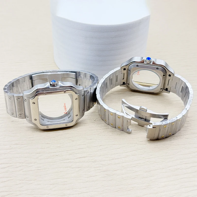 Cassa per orologio quadrata da 38 mm Set di custodie NH35 Riparazione e modifica dell'orologio in acciaio 316L per orologio con movimenti automatici NH35 NH36 4R35 4R36