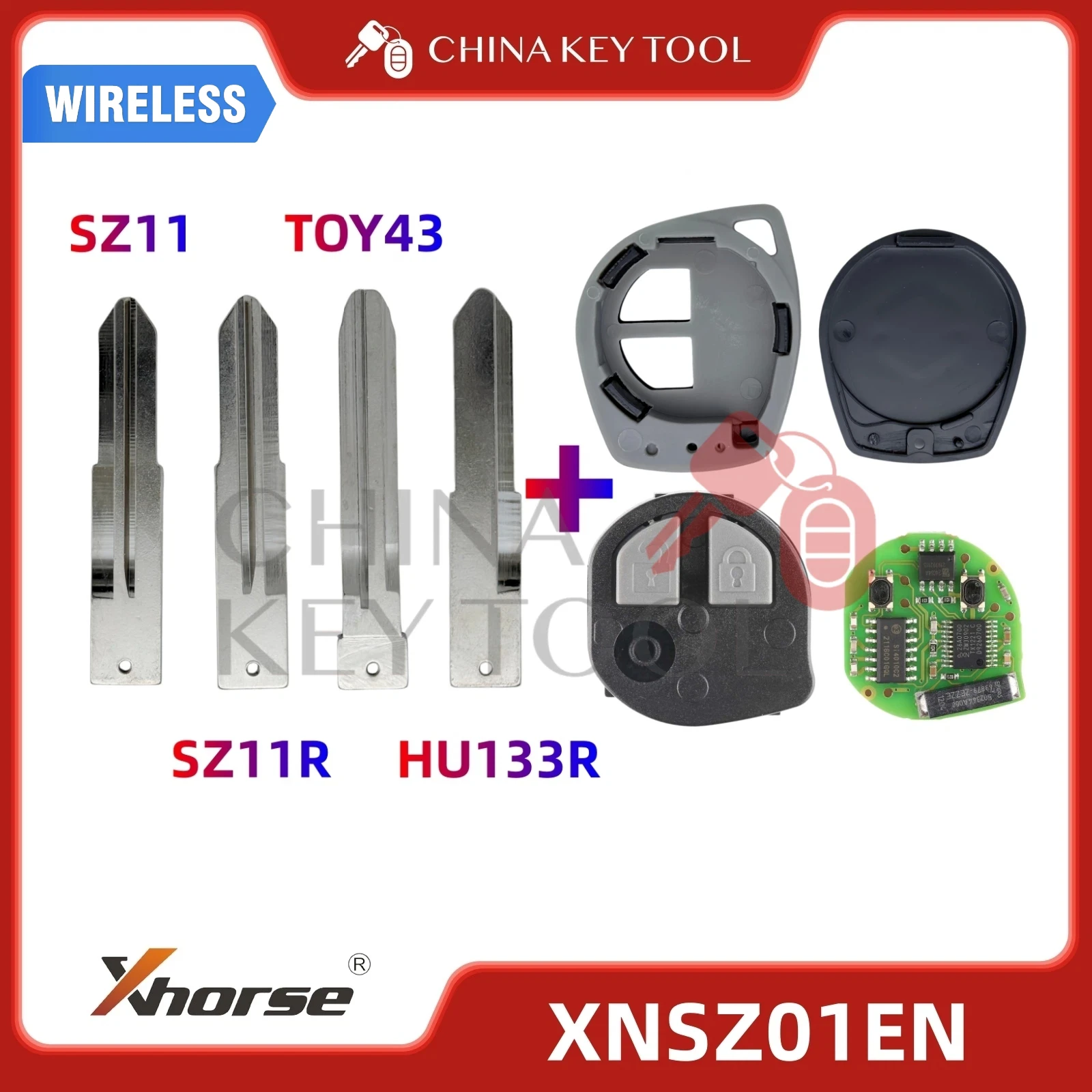 1PCS Xhorse XNSZ01EN Wireless Remote Key 2 Buttons With Key Shell Global Version