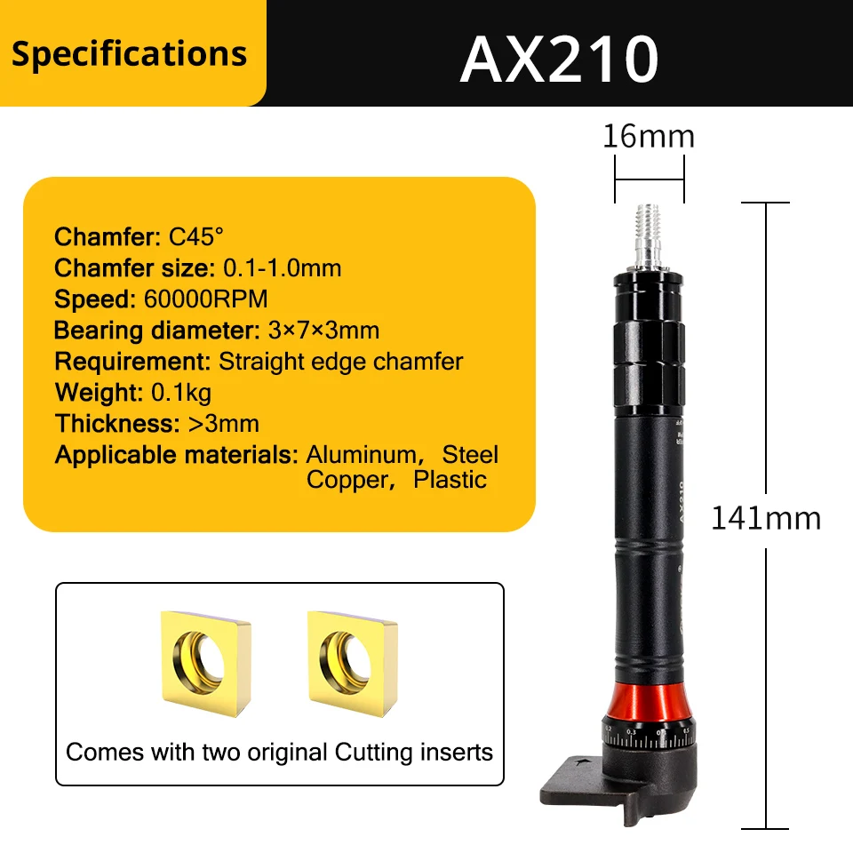 Portable Mini Pneumatic Chamfering Machine 45 Degree Arc Hand-Held Beveling Trimming Machine for Metal Deburring 0.1~0.9mm