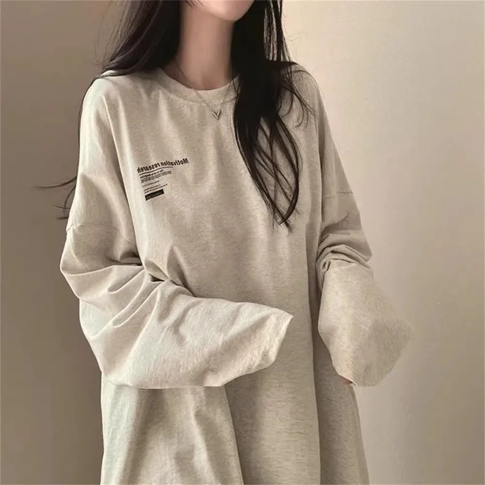 Pure Cotton Base Shirt Women's Autumn Winter South Oil High End Top Four Seasons Qing Flagship Store Long Sleeve round Neck T...
