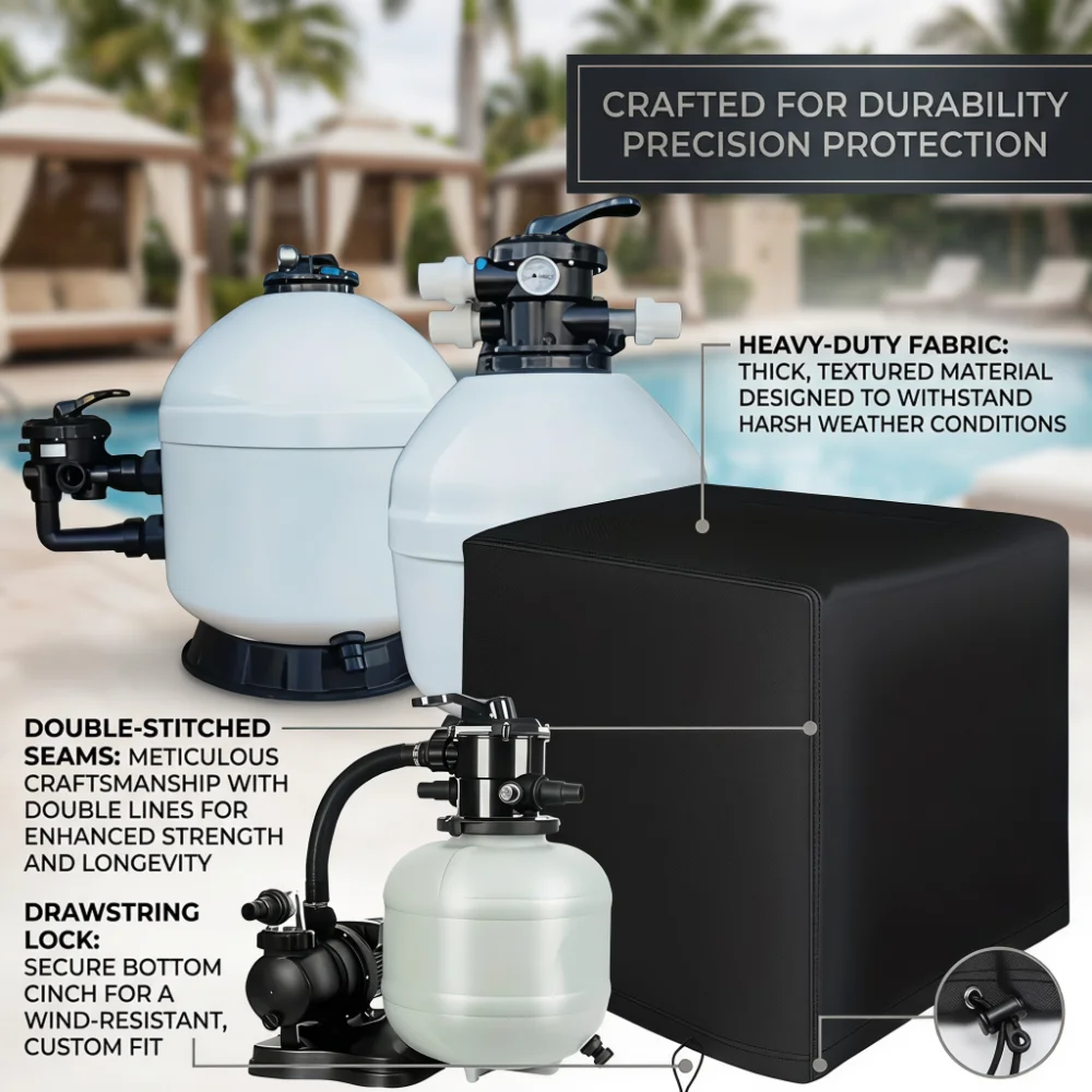 Year-Round Sand Filter Pump Pool Cover, Heavy-Duty Pull-Closure, All-Weather Protection for Above-Ground Pools & Spa Systems