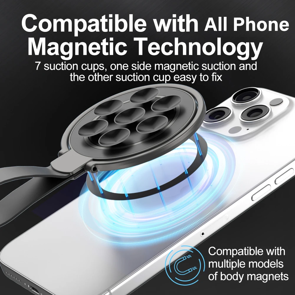 

Universal Mirror Magnetic Phone Holder for Magsafe 360° Rotation Folding Magnet Bracket for iPhone 17 16 Samsung Portable Stand