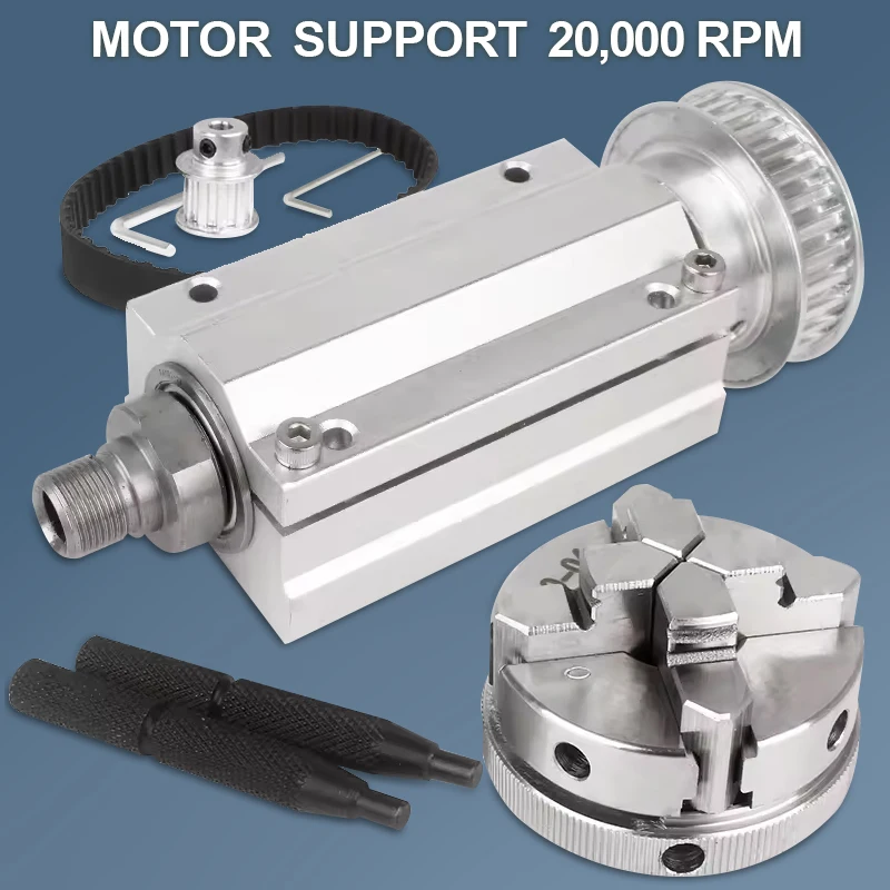 

Mini Lathe Woodworking Buddha Bead Machine 4-Jaw Chuck Spindle Assembly Through Hole 3-Jaw Rotary Collet