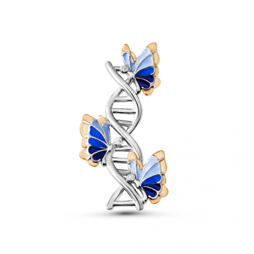 Hanreshe Medical Creative Butterfly DNA Brooch Pins Luxury Genetics Lapel Badge Biology Jewelry for Doctor Nurse Gifts