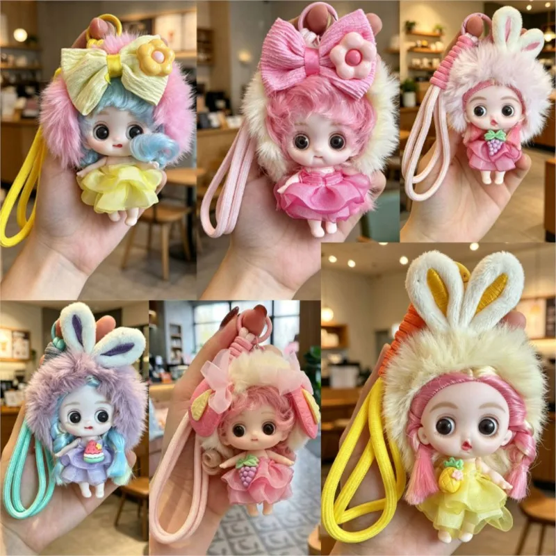 10cm Big Eyes Doll Pendant Joint Movable Mini Princess Doll Dress-Up Toy Exquisite Girl Toy Bag Charm Car Keychain Birthday Gift
