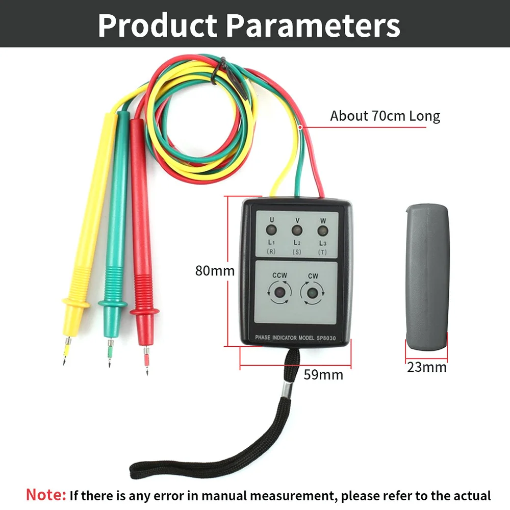 Non-Contact Phase Sequence Detector AC 60~600V Non-Contact Phase Sequence Detector Magnetic Base Phase Meter