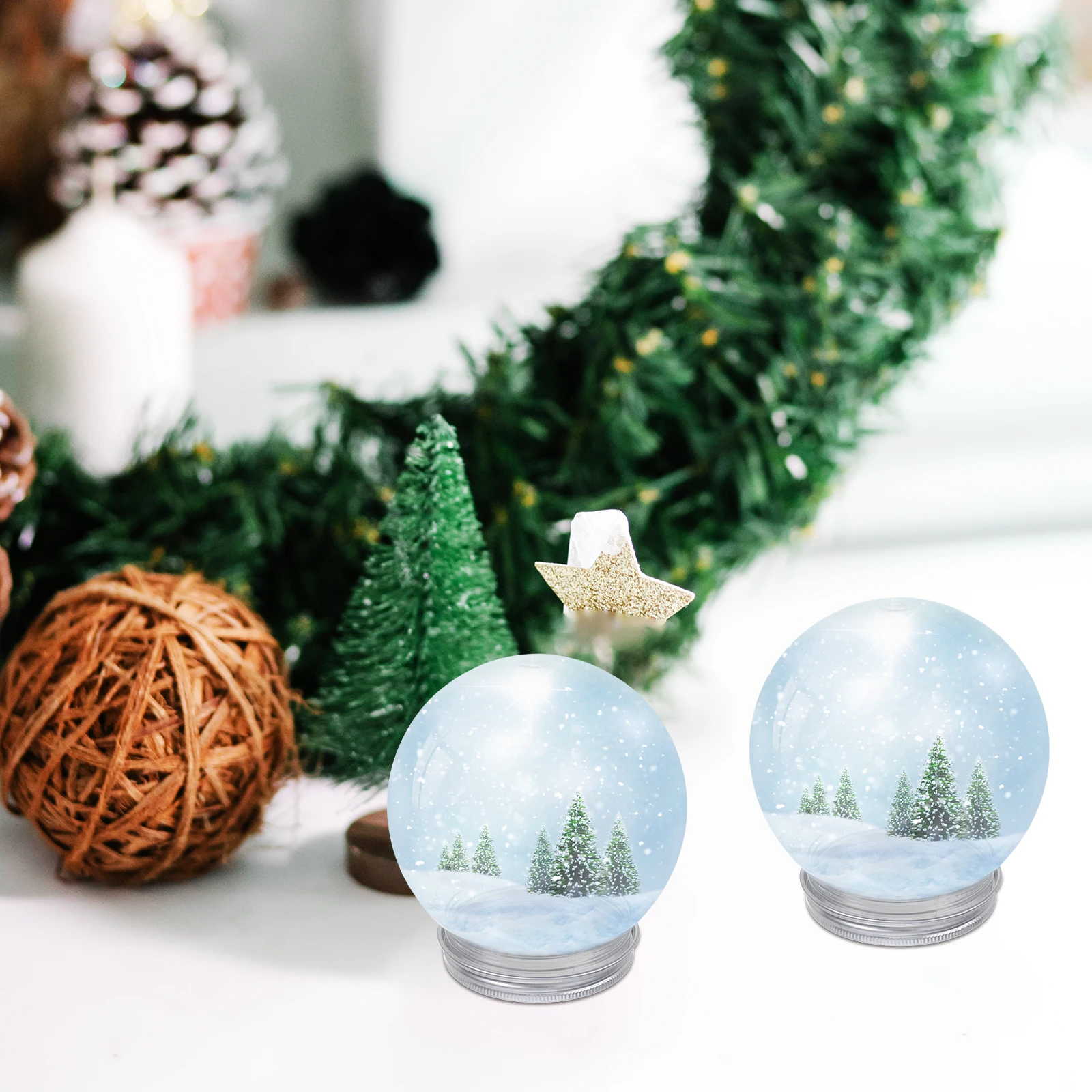 

4 PCS Make Christmas Snow Globes DIY Making Clear Plastic for Crafts Accessories Decor