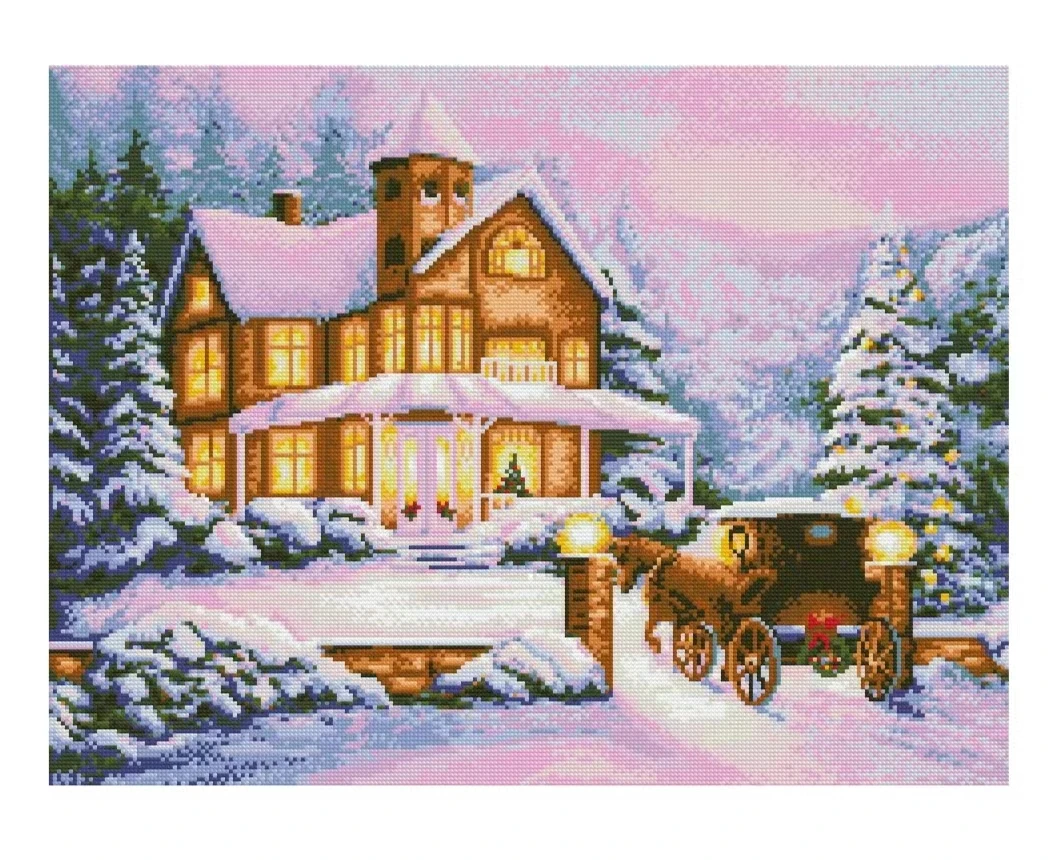 A Magical Night snowy day 16CT 14CT Unprinted Top Quality Cross Stitch Kits Embroidery Art DIY Handmade Needlework Home Decor