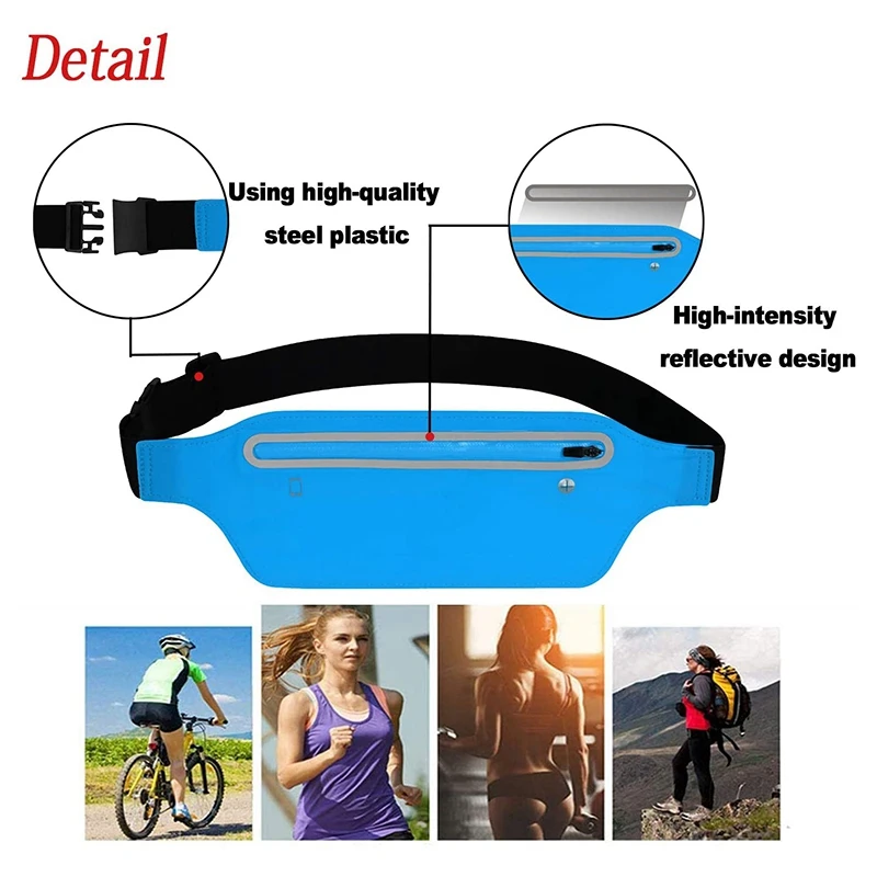 Ultra Slim Waterproof Running Belt, Pacote de cintura, ajustável, reflexivo, saco para todos os tipos de telefones