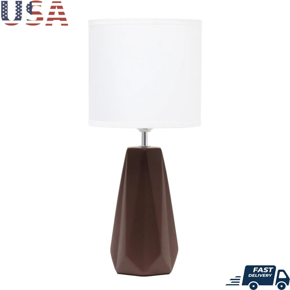 

Настольная лампа с керамической призмой, элегантный дизайн, белый тканевый абажур, 60 Вт, лампа, совместимая с домашним декором, аксессуар для освещения, шнур 5 футов