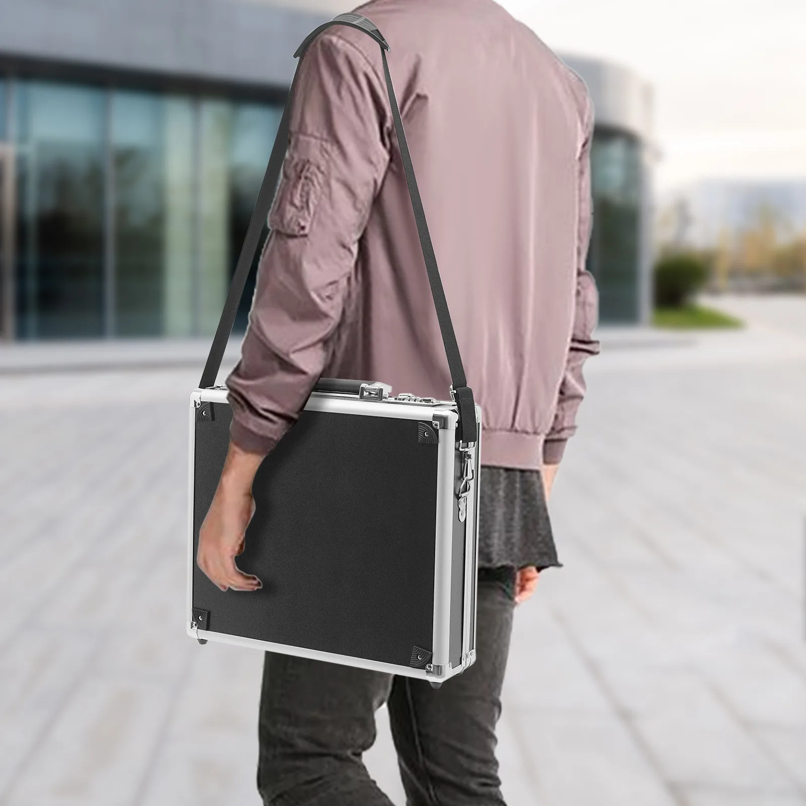 

Lockable Briefcase Aluminum Hardside Attache Briefcase Portable Hard Top Attache Case with Combination Lock for Men Women Black