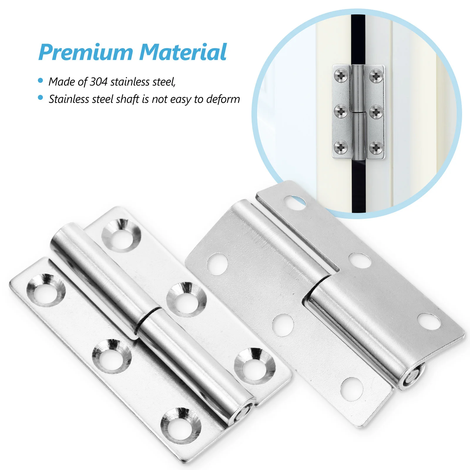 

1Set Door Hinges 304 Stainless Steel High Quality for Doors Windows Shutters Skylights Screws Included Door Hinges