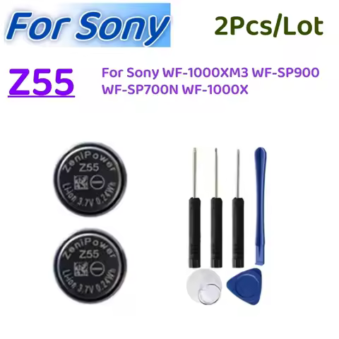 2pcs/lot Z55 Battery For Sony WF-1000XM3 WF-SP900 WF-SP700N WF-1000X ZeniPower Battery TWS Earphone 3.7V 65mAh CP1254