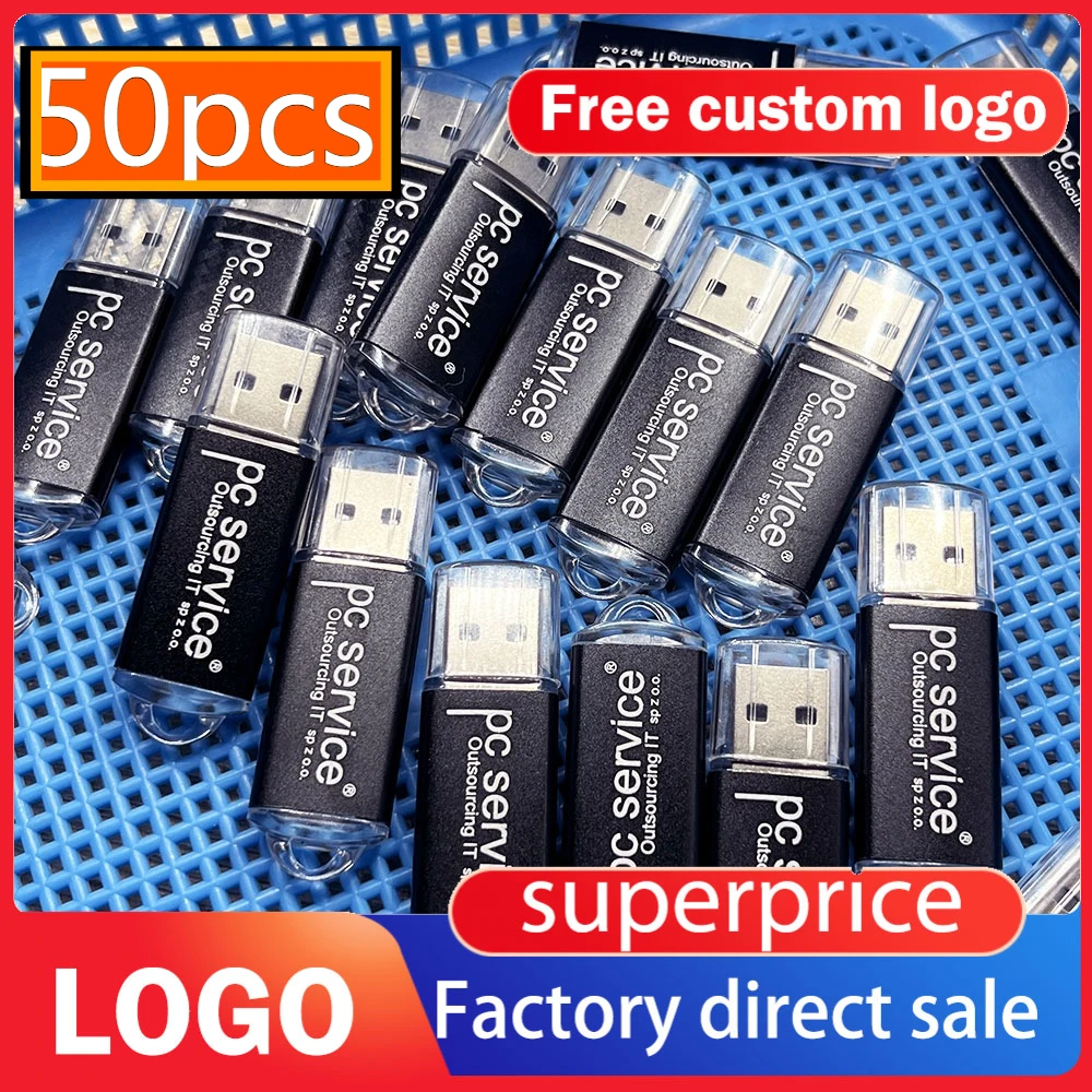 

50pcs/lot Free Custom Logo Metal Pendrive 2gb 1gb Business Gifts USB 2.0 Flash Drive 128mb 512mb 4gb Memory Stick Publicity usb