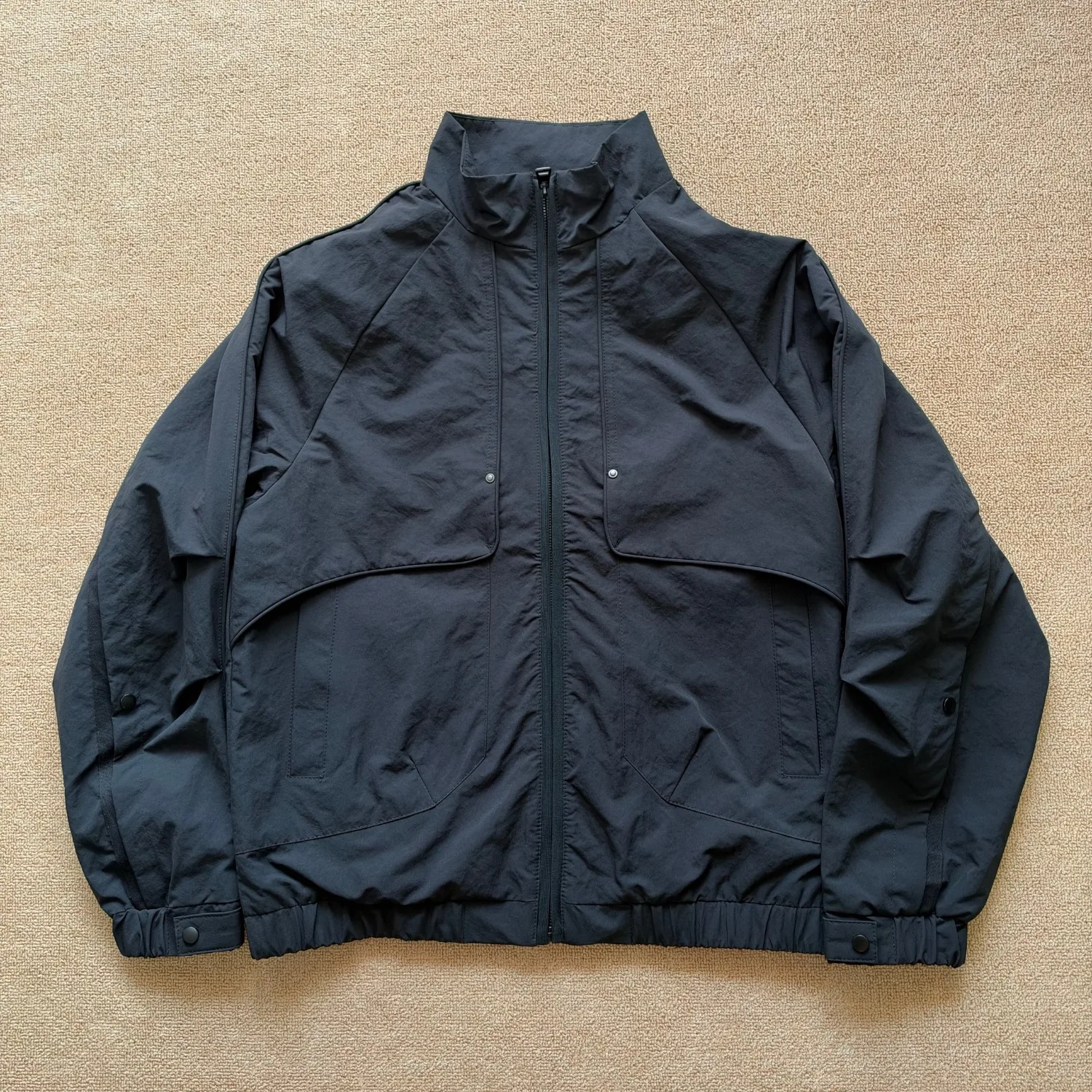 American work style stand collar jacket men's spring and autumn loose casual splicing men's jacket