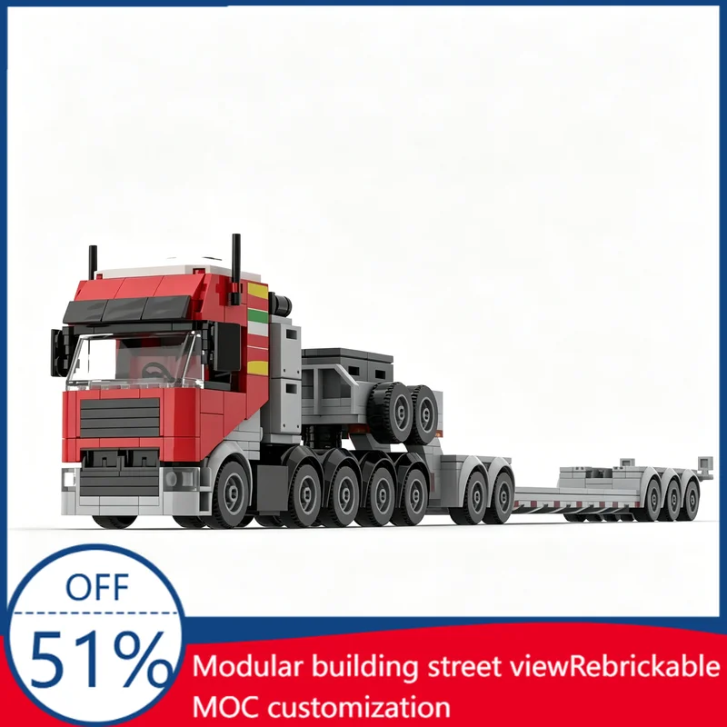 

NEW 602 PCS Mini Heavy Haulage Truck With Flatbed Trailer MOC Creative Vehicle Model DIY Assembly Educational Toy Festival Gift