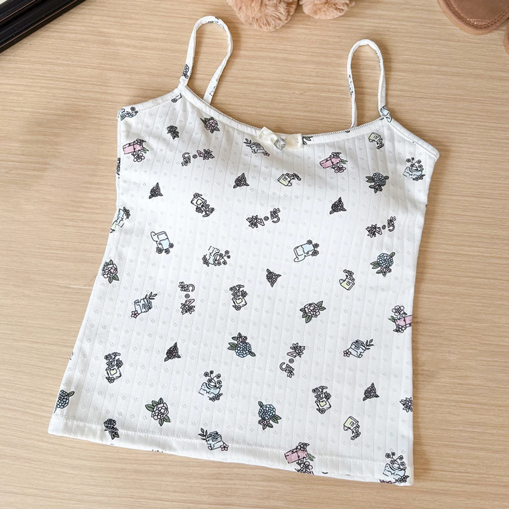 

Printed Butterfly Bow Vest with Chest Cushion for Women Casual Fashion Suitable for Spring Summer Autumn Winter