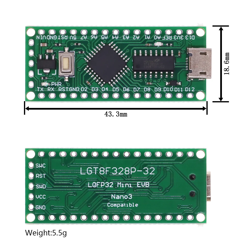 LGT8F328P-LQFP32 MiniEVB TYPE-C MICRO USB Compatible With ATMEGA328 Nano V3.0 LGT8F328P CH9340C / HT42B534-1 SOP16 For Arduino