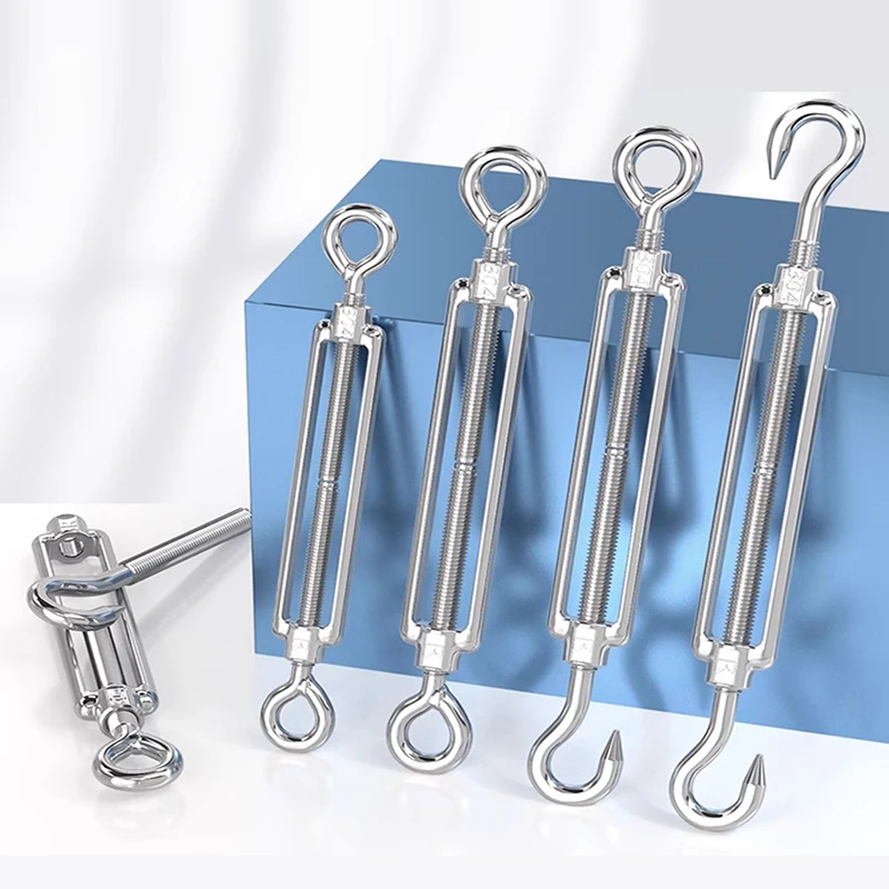 1PCS Stainless Steel 304 OC Type Turnbuckle Hook And Hook CC Type Wire Rope Tension Heavy Duty For Sun Shade Sail Cable Railing