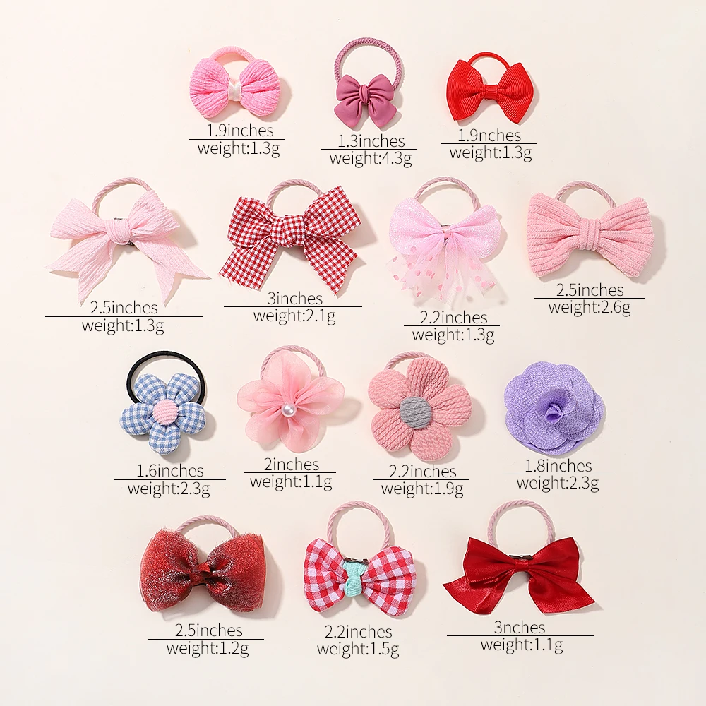 10Pcs/Set Cute Cartoon Flower Bow Scrunchie Baby Girl Kid Elastic Rubber Band Hair Accessories Tie Hair Ring Rope Headdress Gift