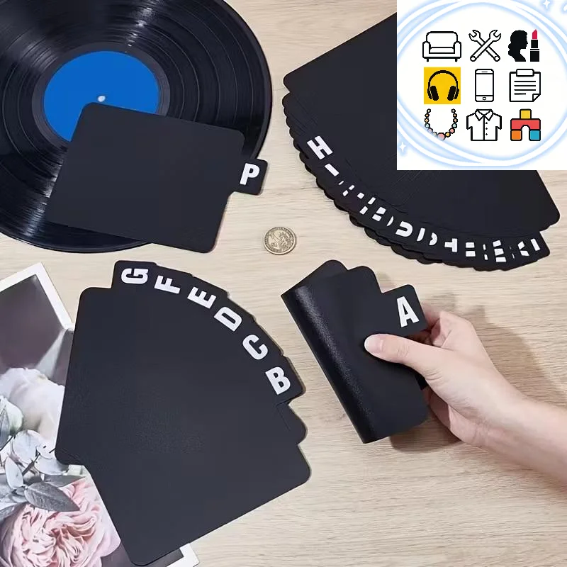 26pcs CD/DVD/Vinyl Record Organizer Dividers A-Z Alphabet File Storage Separator For Music Albums, Office, Home, Space-Saving