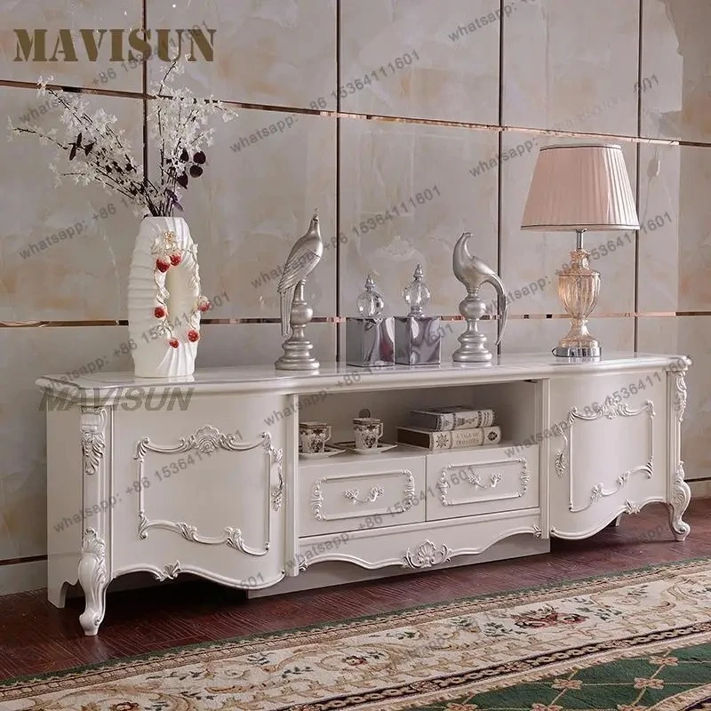 Small Apartment Living Room Bedroom Solid Wood Tv Cabinet Modern French Light Luxury Narrow Ultra-Thin Floor Drawer Cabinet