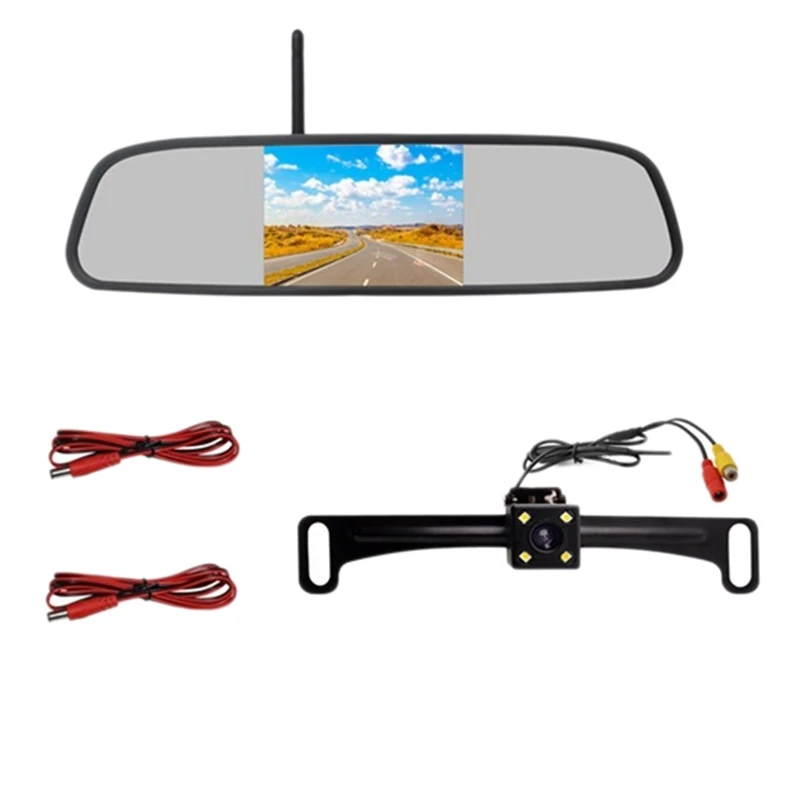 

4.3inch HD 800X480 Car Wireless Wifi Video Player Rear View Mirror with License Plate Night Vision Reverse Backup