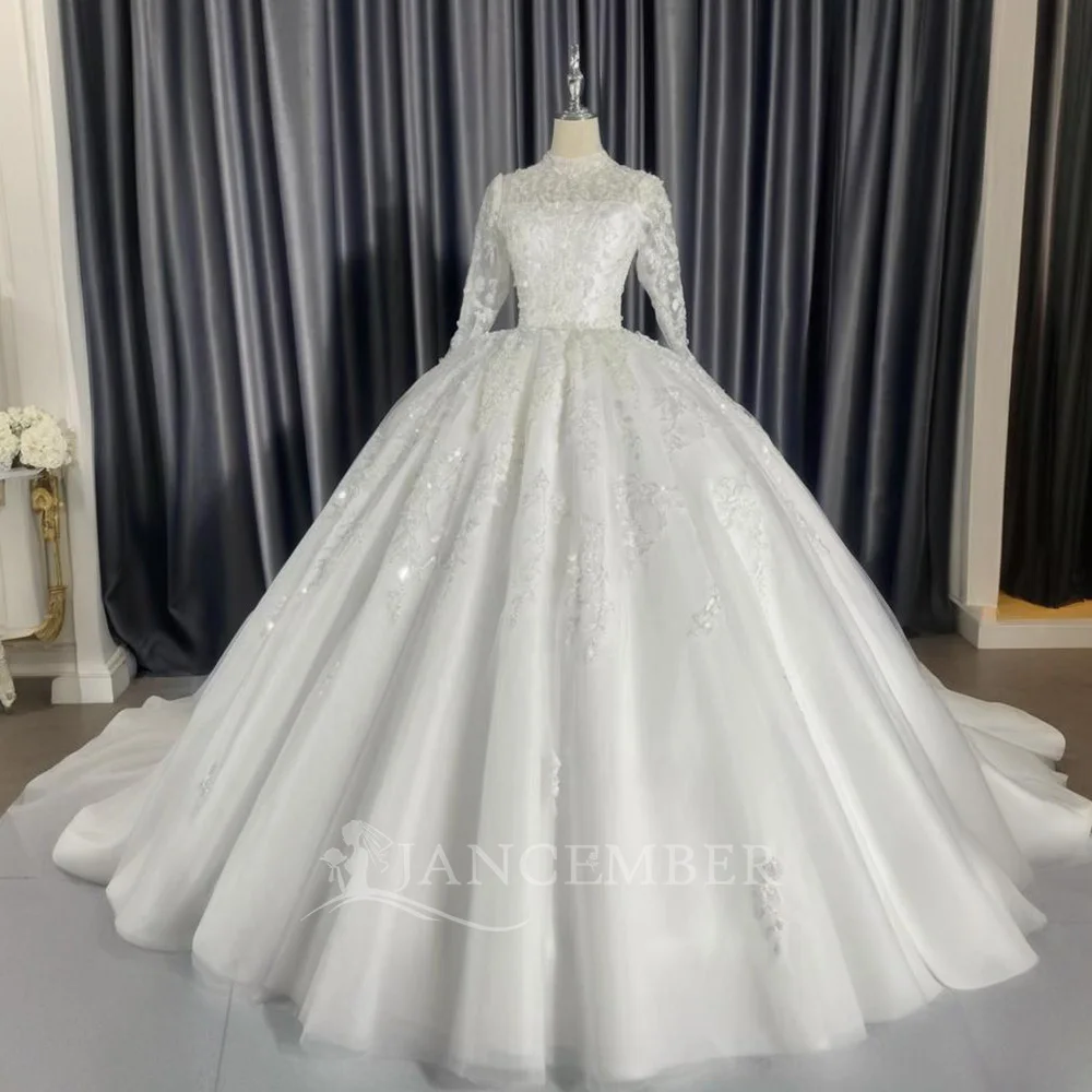 

New Arrival High-Neck Wedding Dresses Long Sleeve Hochzeitskleid Beaded Romantic Classic свадебное платье Bridal