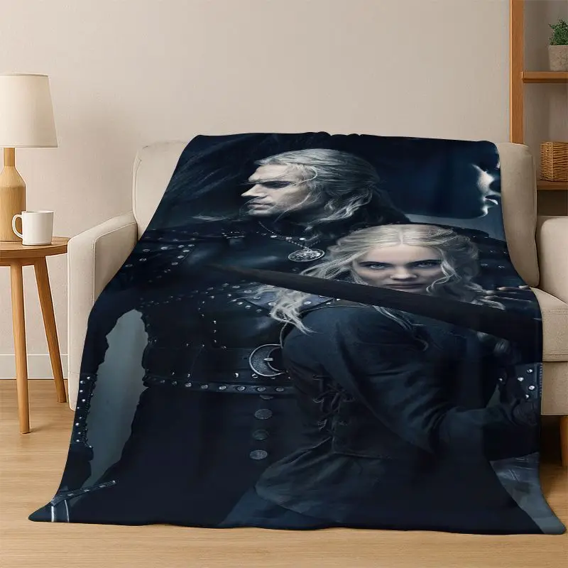 The W-Witcher Geralt Game Cartoon Flannel Blanket Soft Warm Blanket Throw Blanket for Bedroom Living Room Bed Travel Picnic