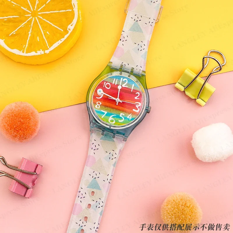 For Swatch Silicone Watchband 16mm 17mm 19mm PVC Strap Soft Jelly Color Waterproof Sport Rubber Women Bracelet Watch Accessories