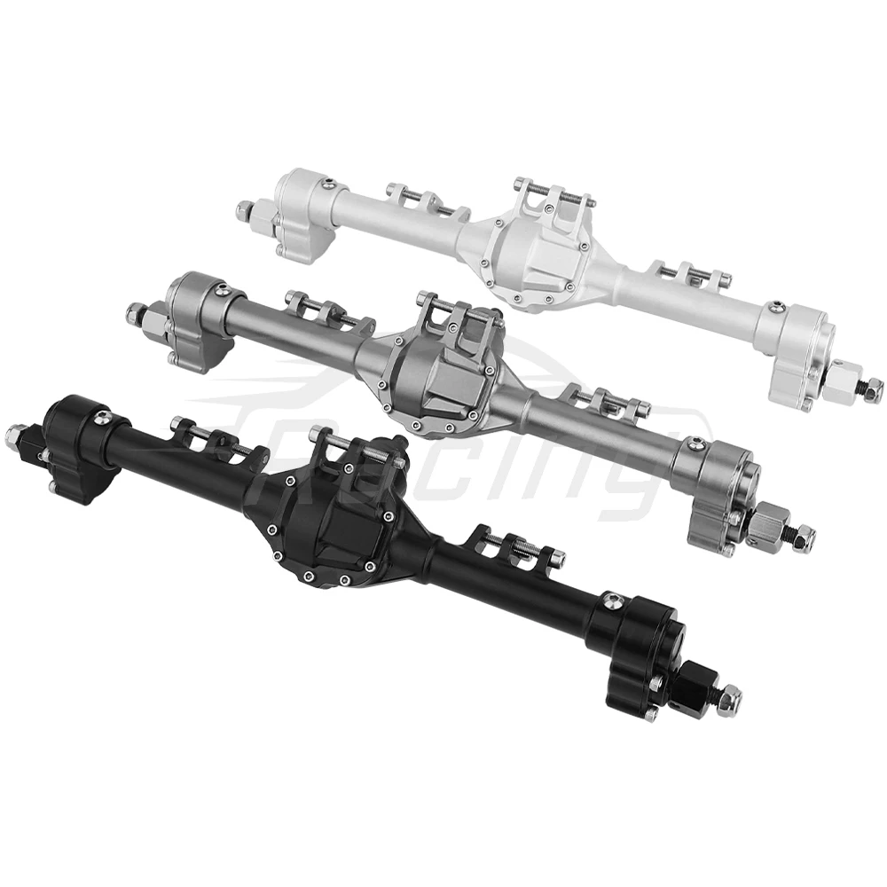 Integrated Aluminum Alloy Front Rear Portal Axle with Servo Steering Rod for 1/10 RC Axial SCX10 II Rock Crawler Car Upgrade