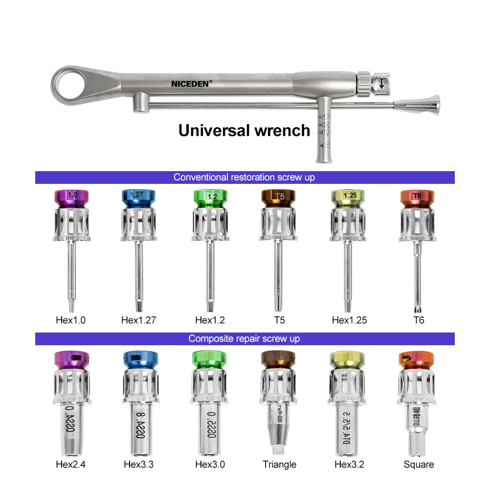 New Universal Dental Implant Torque Screwdriver Hand Drill Wrench Ratchet 10-70NCM with 12Pcs Screw Driver