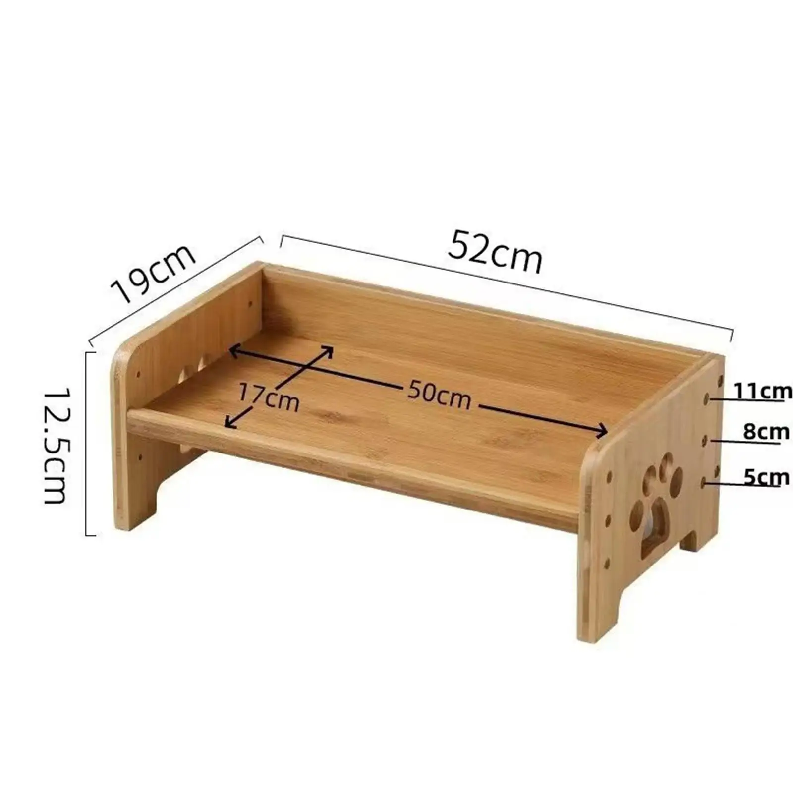 Raised Dog Bowl Stand for Double Bowls Bamboo Elevated Pet Food Holder Splash Guard for Feeding Dogs view 6