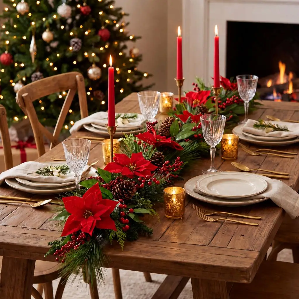 Artificial Christmas Garland with Festive Greenery - with Decorative Natural Pine Cones - for Fireplace, Door, Railing, Stairs and Table - 6 ft