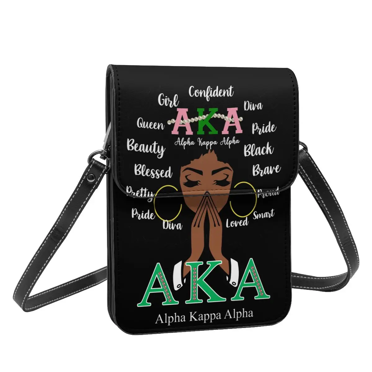 Alpha Sorority Kappa Alpha AKA Crossbody Wallet Cell Phone Bag Shoulder Bag Cell Phone Purse Adjustable Strap