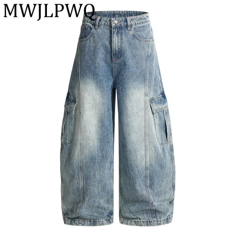 

MWJLPWQ Stucture Modish Machete, широкие базовые джинсы, мужские американские уличные джинсовые брюки с несколькими карманами, индивидуальный дизайн, новинка 21663